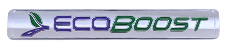 ემბლემა საბარგულის ECOBOOST 142x21mm ქრომირებული, ლურჯი და მწვანე წარწერით (რკინა)